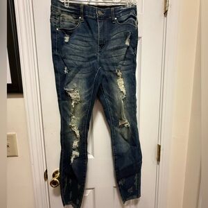 Grace & Lace  Distressed Waist Shaper Jeans  Denim  Jeggings 10